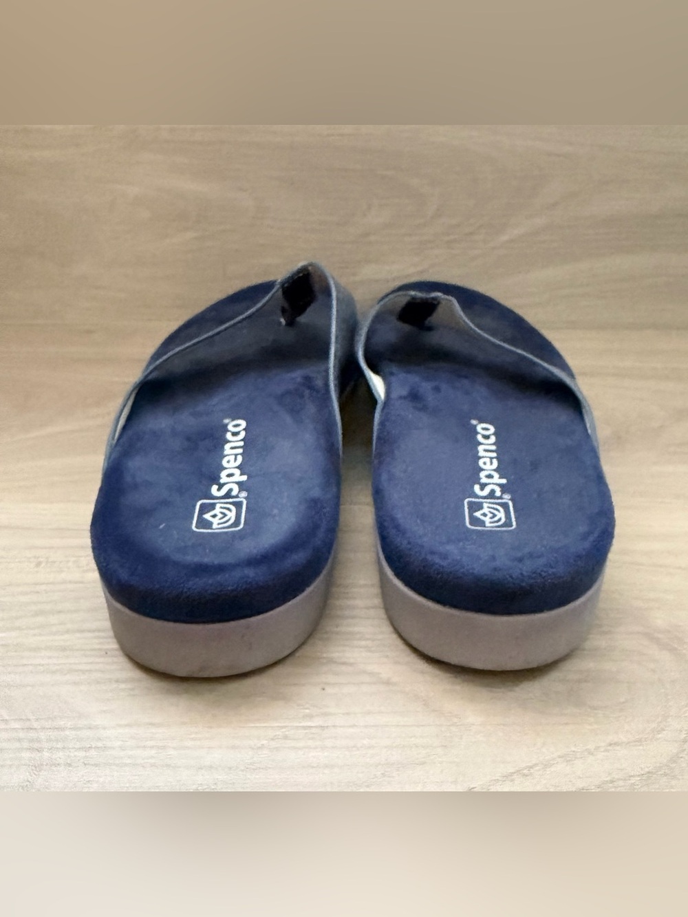 Spenco Newport Cheetah Navy Blue Orthotic Thong Flip Flops Sandals Women's 8.5B - Picture 3 of 7